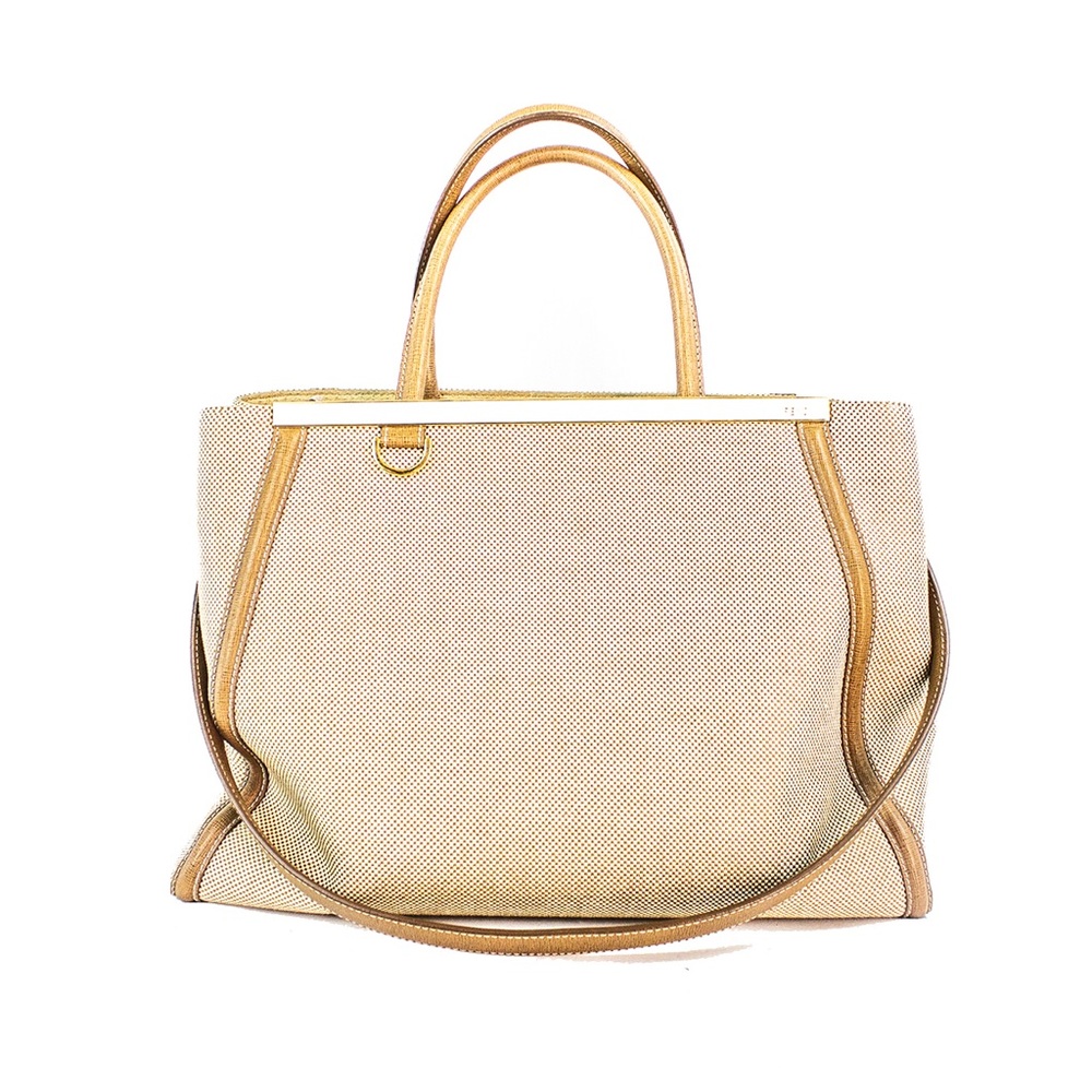 Fendi Sac 2 Jour Beige Fabric and leather